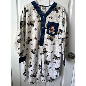 Vintage 1996‎ 'Richard Leeds True Colors' Long Sleeve Nightgown. Size Med Bears
